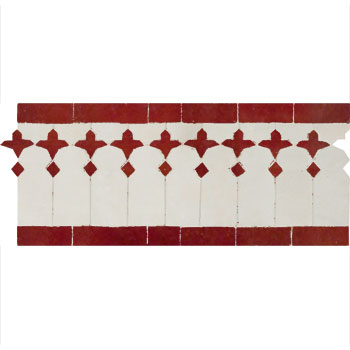 Mosaic House Moroccan tile Zanar 1-7 White Red  zellige, mosaic, zellij, border, glaze, traditional, classic 